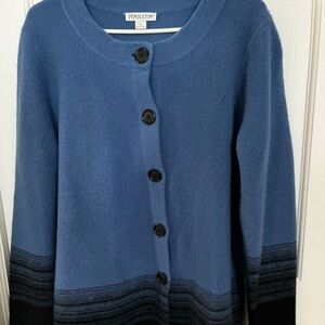 Women’s Pendleton Cardigan Sweater Large Blue/Black. 100% Lambs Wool